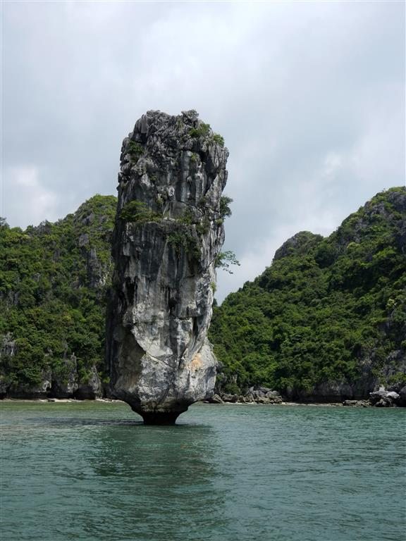 Halong Bay rising rock