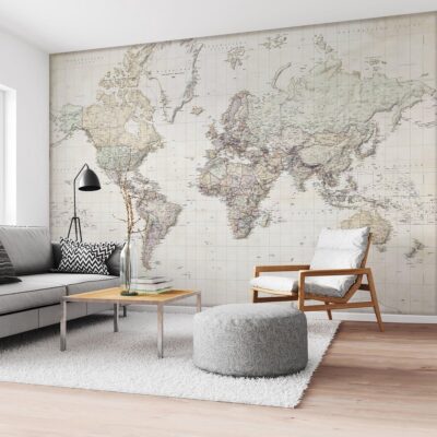 Vintage wereldkaart behang