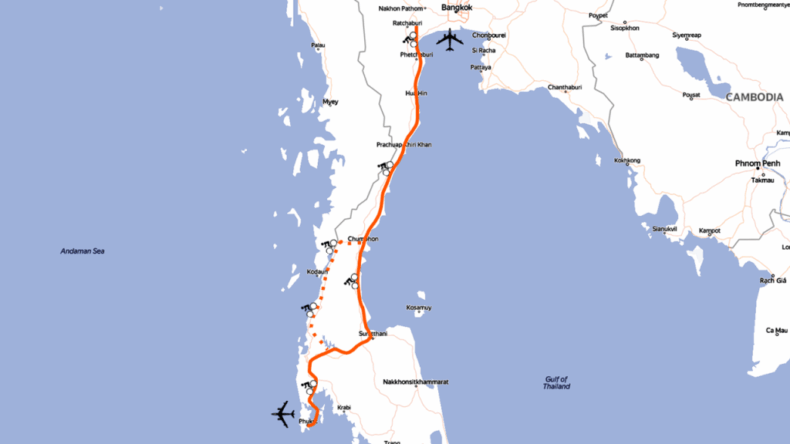 fietsroute zuid-thailand awol
