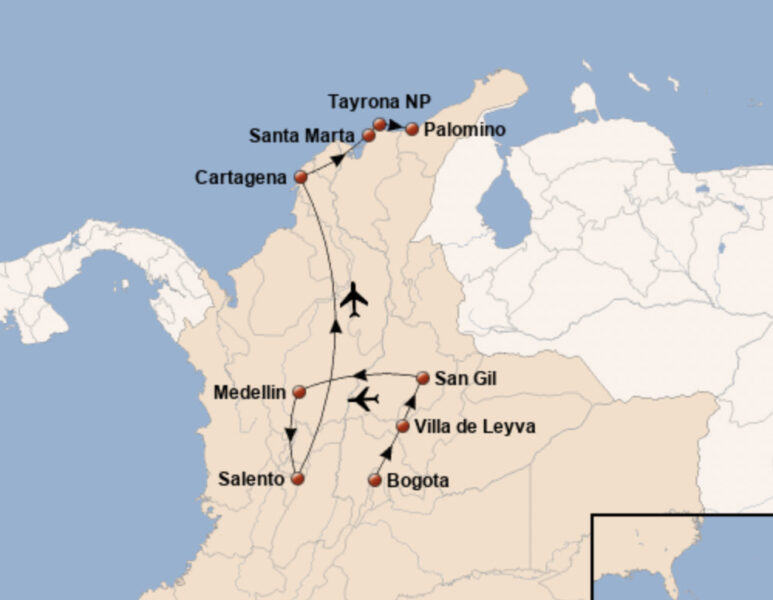 reisroute colombia, zuid-amerika