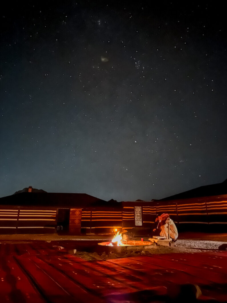 wadi rum sterrenhemel, kampvuur