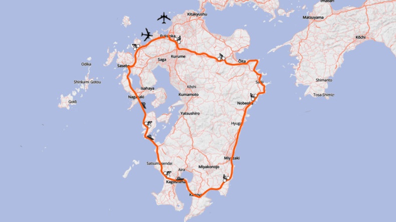 fietsvakantie japan kaart AWOL