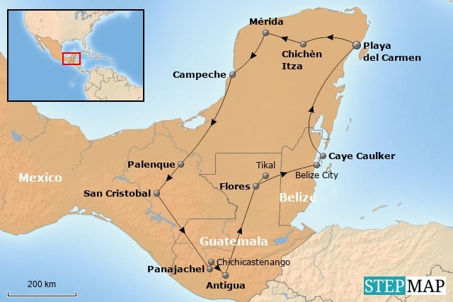 reisroute midden-amerika 3 weken