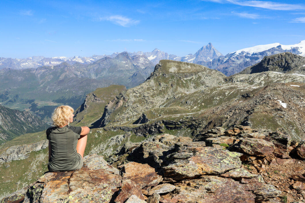 Annemarie, punta Valfredda met uitzicht op matterhorn